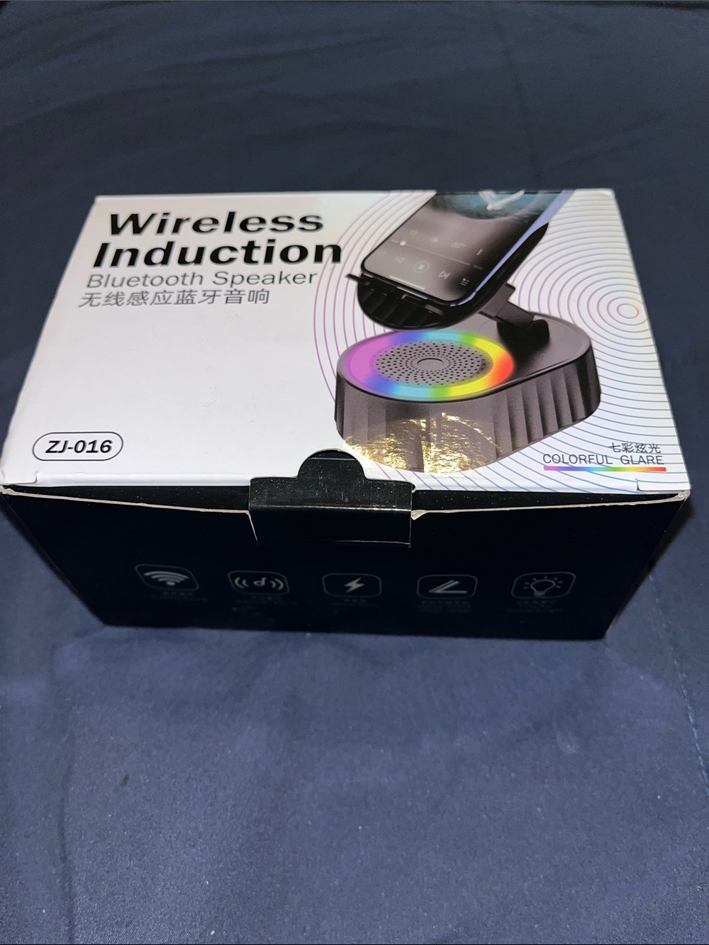 Wireless Induction Bluetooth Speaker - Black with Multicolor LED